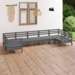 7 Piece Garden Lounge Set Grey Solid Pinewood