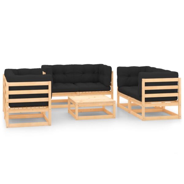 7 Piece Garden Lounge Set with Cushions Solid Pinewood