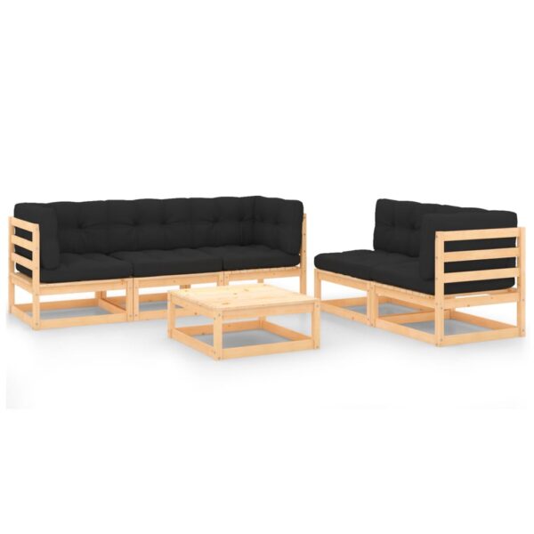 6 Piece Garden Lounge Set with Cushions Solid Pinewood