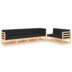 6 Piece Garden Lounge Set with Cushions Solid Pinewood