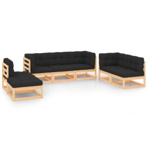 7 Piece Garden Lounge Set with Cushions Solid Pinewood