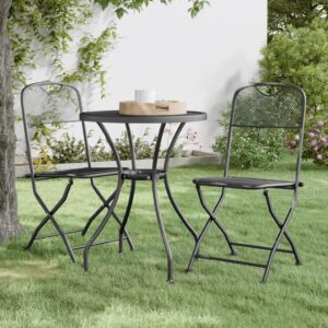 Outdoor Garden Dining Set Foldable Chairs Metal Mesh Patio Furniture Anthracite