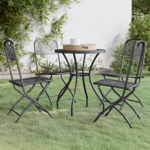 Outdoor Garden Dining Set Foldable Chairs Metal Mesh Patio Furniture Anthracite