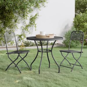 Outdoor Garden Dining Set Metal Mesh Foldable Chairs Weather-Resistant Patio