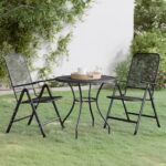 Outdoor Garden Dining Set Metal Mesh Weather-Resistant Foldable Chairs Patio