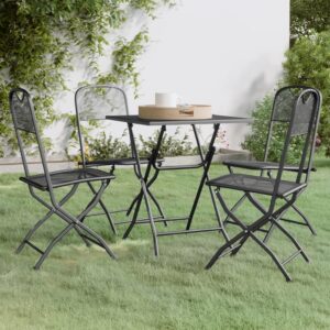 Outdoor Garden Dining Set Foldable Metal Mesh Patio Furniture Weather Resistant