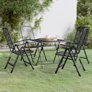 Outdoor Garden Dining Set Metal Mesh Patio Furniture Weather-Resistant Foldable