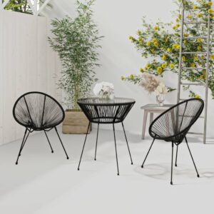 Outdoor Rattan Look Garden Dining Set Water Resistant Patio Furniture Black