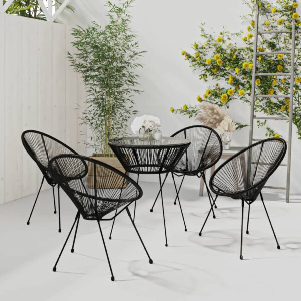 5 Piece Garden Dining Set Black