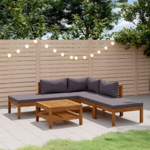 6 Piece Garden Lounge Set with Cushion Solid Acacia Wood