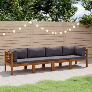 4-Seater Garden Sofa with Cushion Solid Acacia Wood