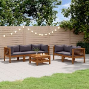 6 Piece Garden Lounge Set with Cushion Solid Acacia Wood