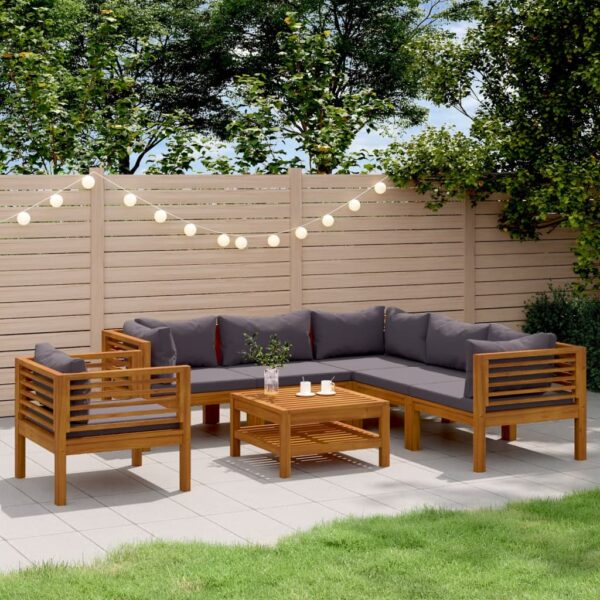 7 Piece Garden Lounge Set with Cushion Solid Acacia Wood