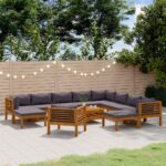 12 Piece Garden Lounge Set with Cushion Solid Acacia Wood