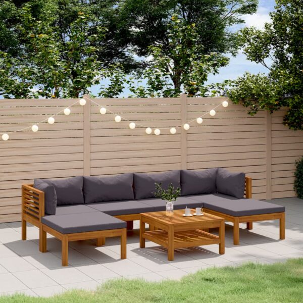 7 Piece Garden Lounge Set with Cushion Solid Acacia Wood