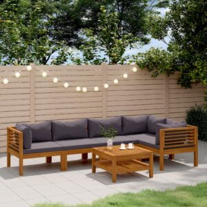 6 Piece Garden Lounge Set with Cushion Solid Acacia Wood