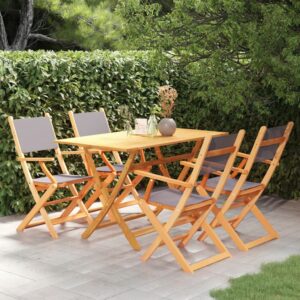 5 Piece Outdoor Dining Set Grey Solid Eucalyptus Wood