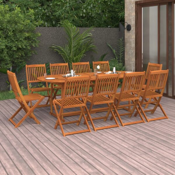 11 Piece Garden Dining Set Solid Wood Acacia