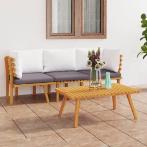 3 Piece Garden Lounge Set with Cushions Solid Wood Acacia