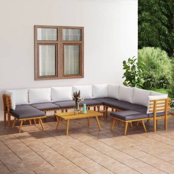 11 Piece Garden Lounge Set with Cushions Solid Wood Acacia