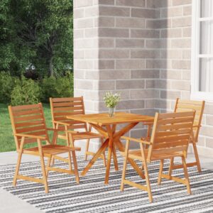 5 Piece Garden Dining Set Solid Wood Acacia