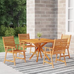 5 Piece Garden Dining Set Solid Wood Acacia