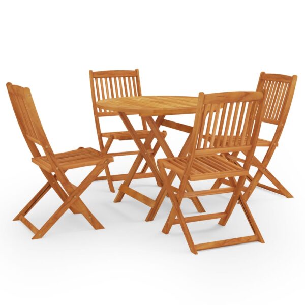 5 Piece Folding Outdoor Dining Set Solid Eucalyptus Wood