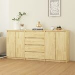 Side Cabinets 3 pcs Solid Pinewood