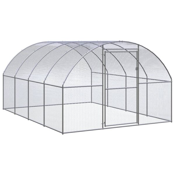 Spacious Galvanised Steel Chicken Coop Outdoor Poultry Cage Hen Duck Run Silver