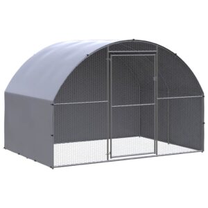 Spacious Galvanized Steel Chicken Coop Outdoor Hen Duck Run Water-Resistant Roof