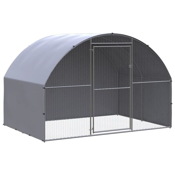 Spacious Galvanized Steel Chicken Coop Outdoor Hen Duck Run Water-Resistant Roof