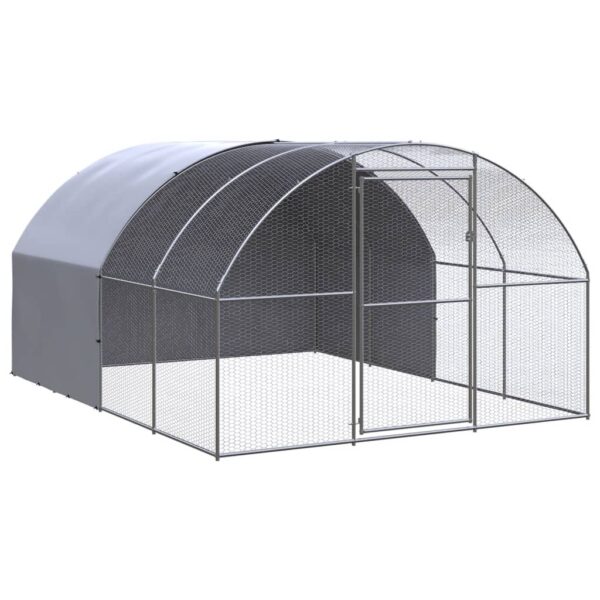 Spacious Galvanised Steel Chicken Coop Outdoor Poultry Cage Water-Resistant Roof