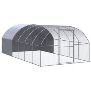 Spacious Galvanised Steel Chicken Coop Outdoor Poultry Cage Water-Resistant Roof