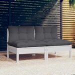 2-Seater Garden Sofa with Anthracite Cushions Solid Wood Pine