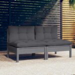 Solid Pine Wood 2-Seater Outdoor Garden Sofa with Comfortable Anthracite Cushions