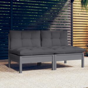 Solid Pine Wood 2-Seater Outdoor Garden Sofa with Comfortable Anthracite Cushions