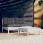 3 Piece Garden Lounge Set with Anthracite Cushions Pinewood