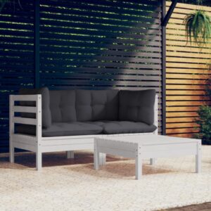 Outdoor Patio Lounge Set Solid Wood Garden Furniture with Comfortable Anthracite Cushions