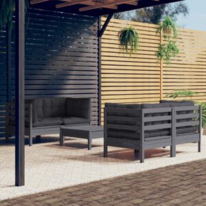 5 Piece Garden Lounge Set with Anthracite Cushions Pinewood