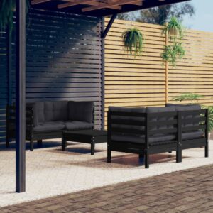 5 Piece Garden Lounge Set with Anthracite Cushions Pinewood