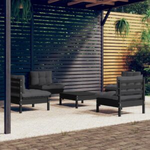 5 Piece Garden Lounge Set with Anthracite Cushions Pinewood