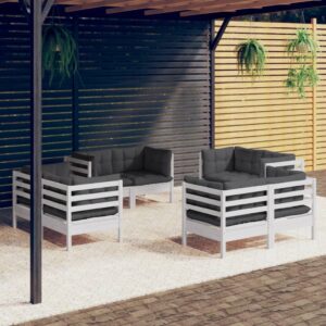 8 Piece Garden Lounge Set with Anthracite Cushions Pinewood