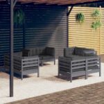 8 Piece Garden Lounge Set with Anthracite Cushions Pinewood