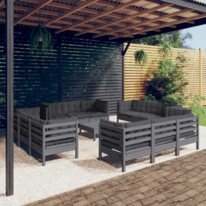 13 Piece Garden Lounge Set with Anthracite Cushions Pinewood