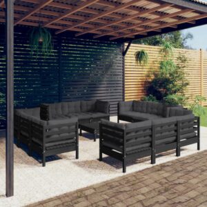 13 Piece Garden Lounge Set with Anthracite Cushions Pinewood