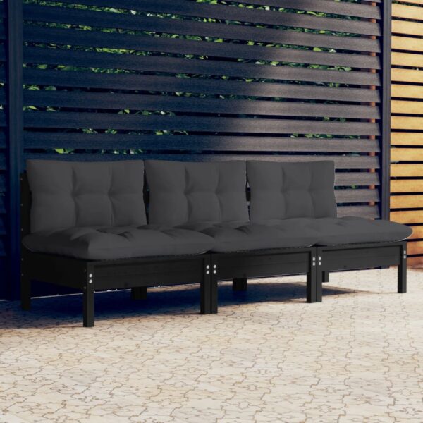 Outdoor Patio Sofa Solid Wood Garden Seating Anthracite Cushions Comfortable