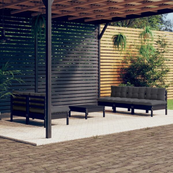 6 Piece Garden Lounge Set with Anthracite Cushions Pinewood