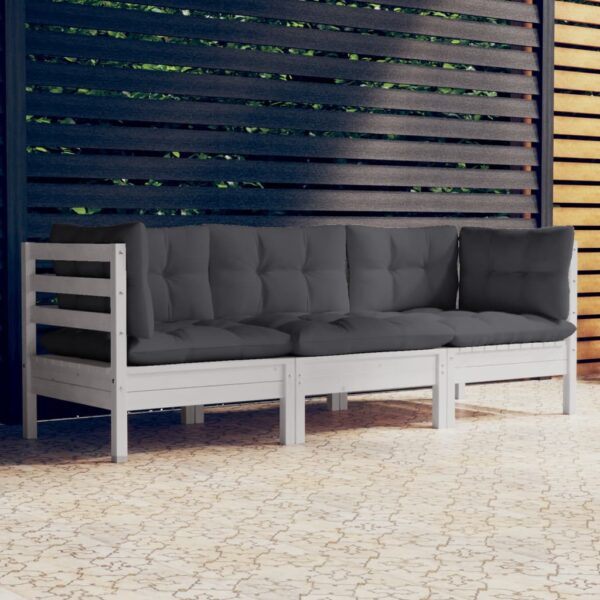 Outdoor Patio Sofa Set Solid Wood Garden Furniture with Comfortable Anthracite Cushions