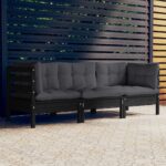 Outdoor Patio Sofa Set Solid Wood Garden Furniture with Comfortable Anthracite Cushions