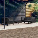 6 Piece Garden Lounge Set with Anthracite Cushions Pinewood